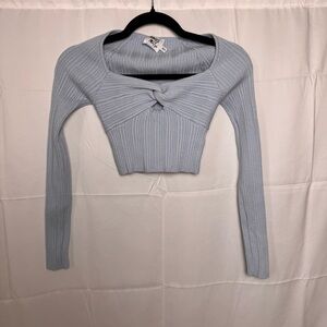 PRINCESS POLLY Light Blue Ribbed Crop Top XS/S